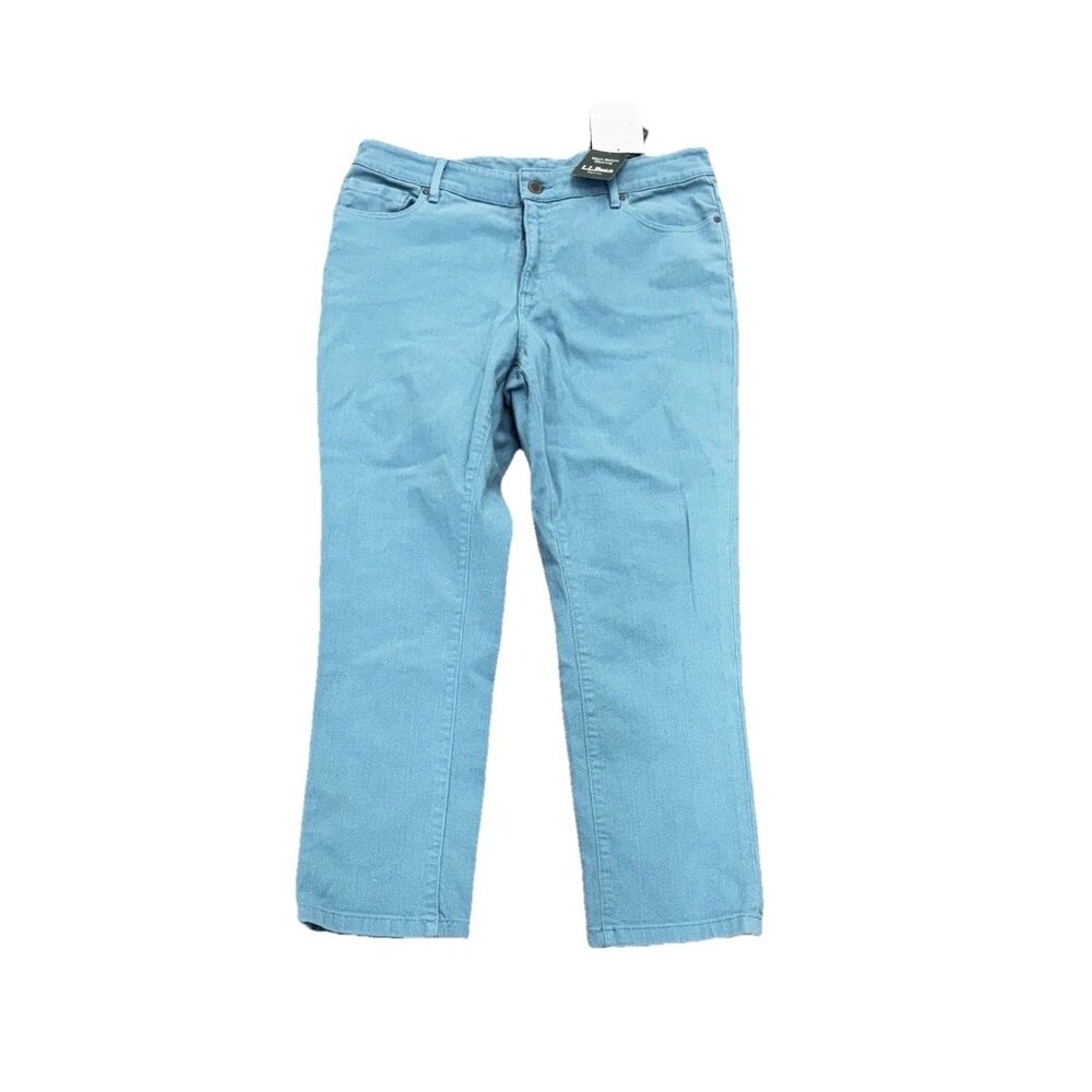 NWT L.L. Bean Favorite Fit Capri Jeans Womens 12 Regular Blue Garment